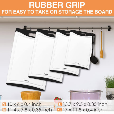 Empune cutting board with juice groove catching liquids and protecting counters