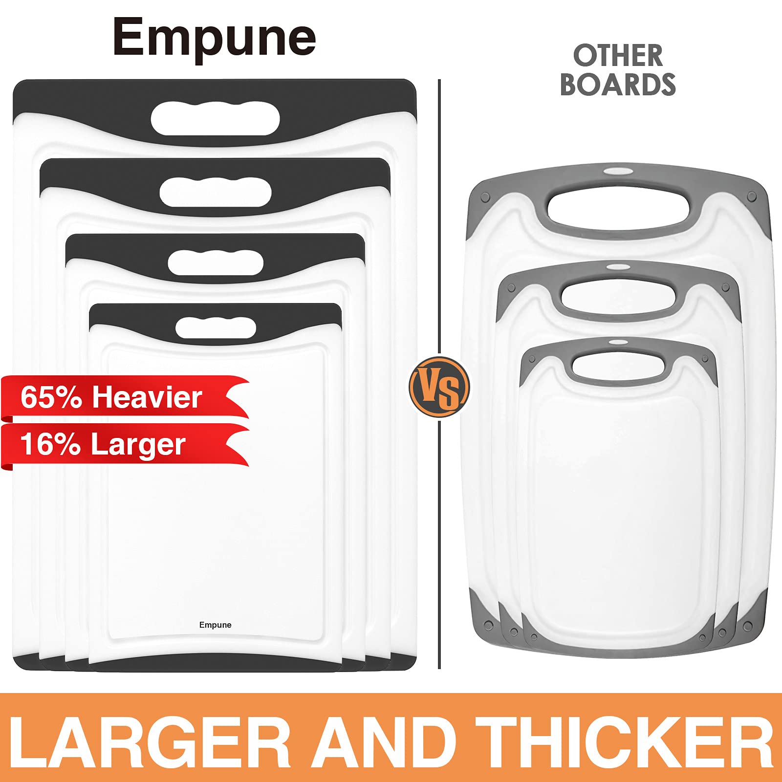 Empune four-board set in action showing separate sizes for different foods
