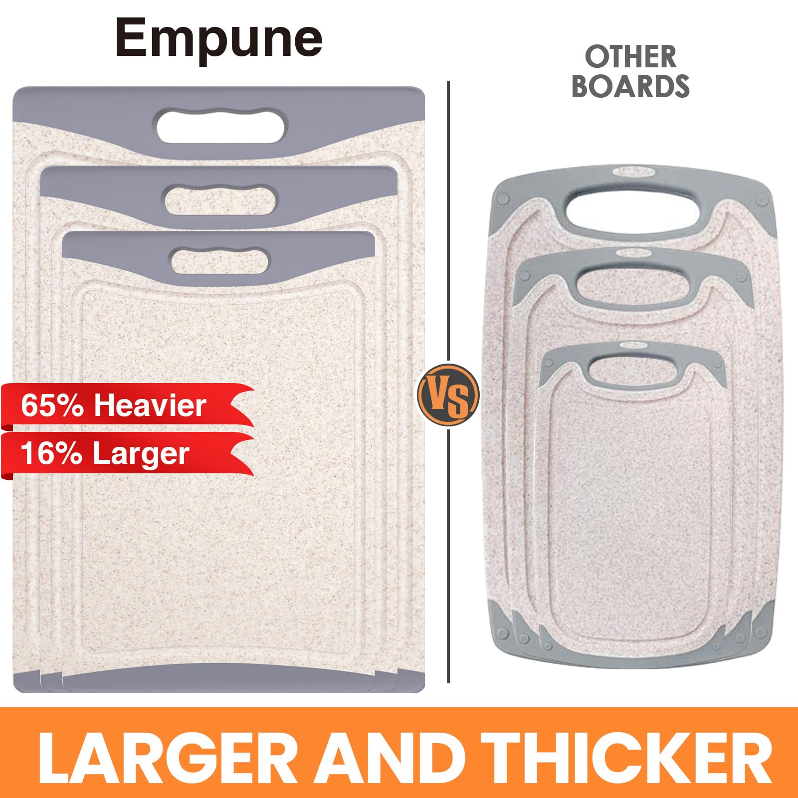 Empune large cutting board from the set, ideal for bulk chopping