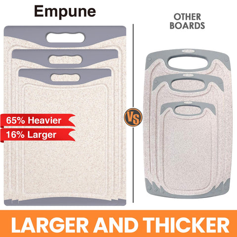 Empune large cutting board from the set, ideal for bulk chopping