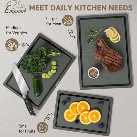 Empune cutting board set large view, roomy for meats and bulk prep.