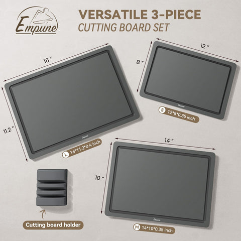 Empune cutting board set medium view, perfect for daily vegetable chopping.