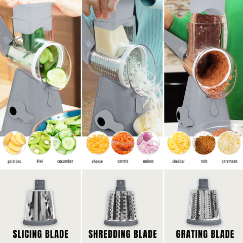 Dishwasher-safe EMSON rotary grater makes cleanup quick.