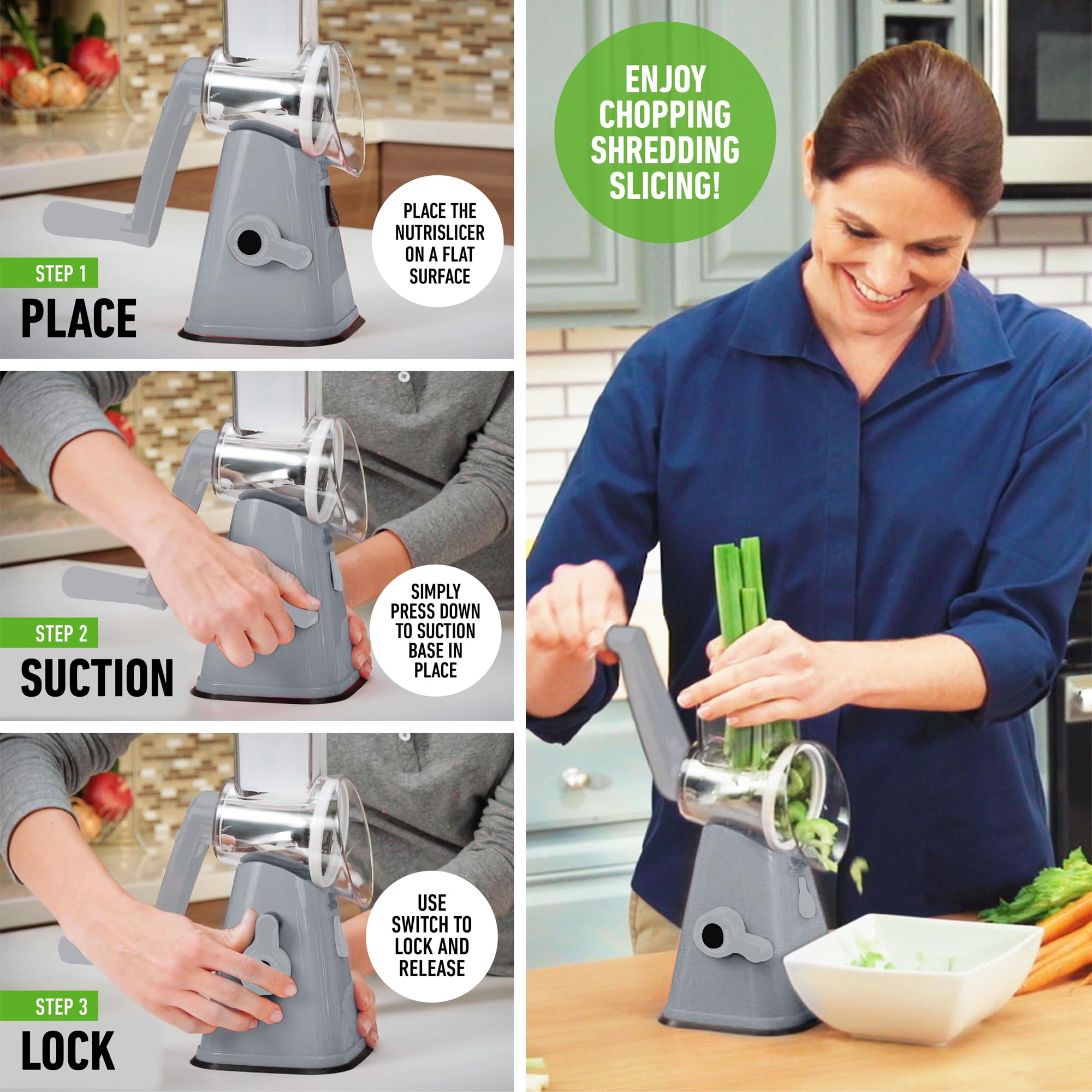 Suction base keeps EMSON grater steady during use.