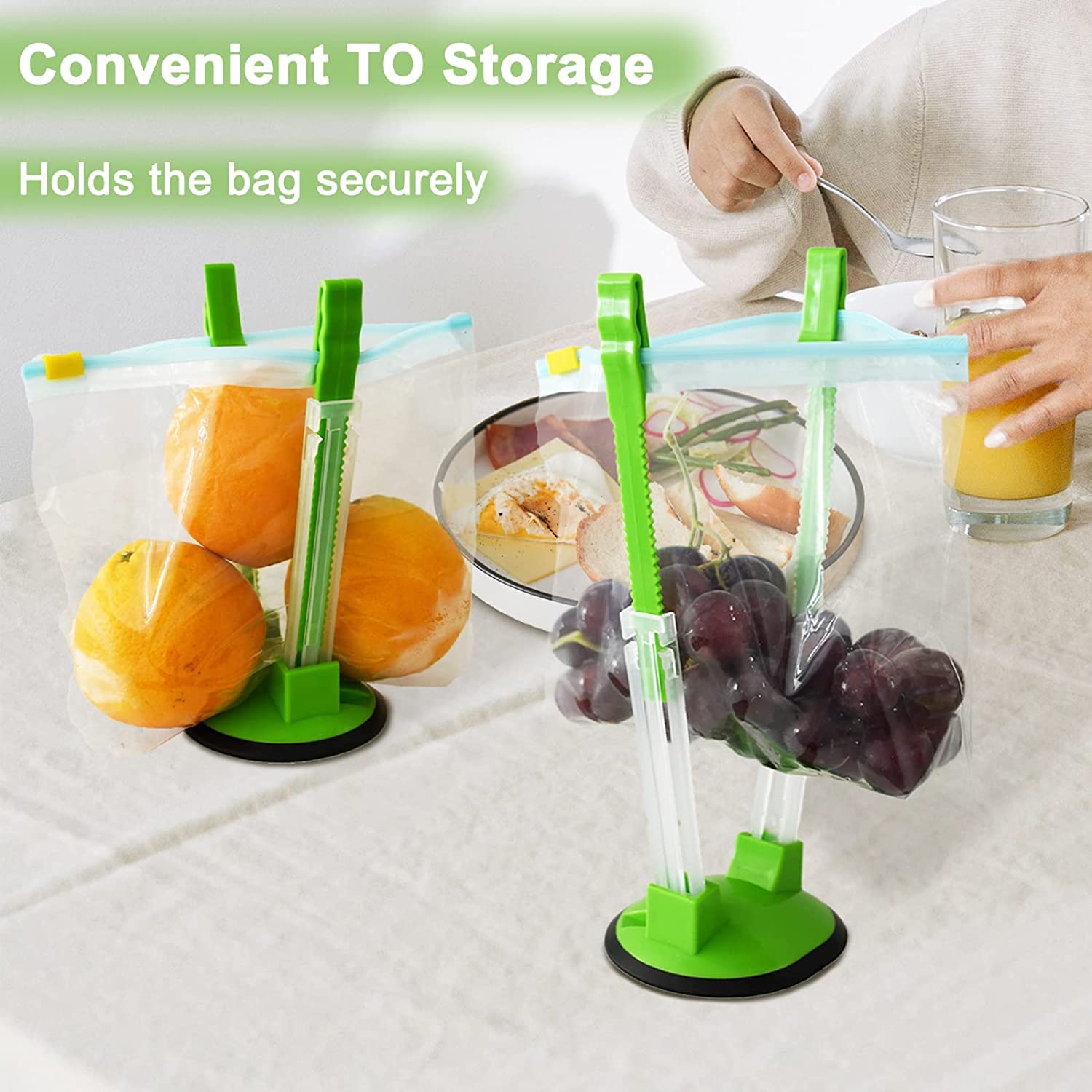 EMWNG Baggy Rack Stand supports freezer bags during cold storage.