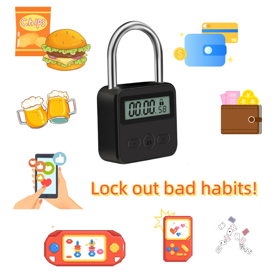 Enajucy Metal Timer Lock in kitchen keeps snacks securely managed.