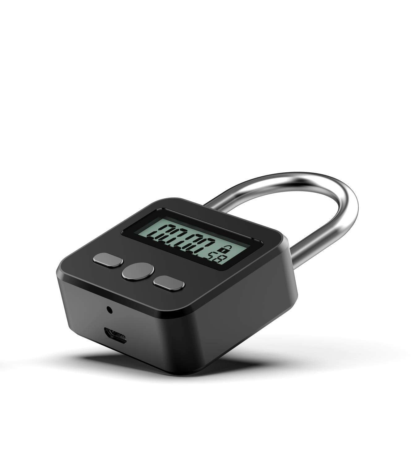 Enajucy Metal Timer Lock LCD display close-up demonstrates easy time setting.
