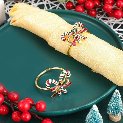 ENASGLOO Christmas Cane napkin ring with classic design elevating Thanksgiving table