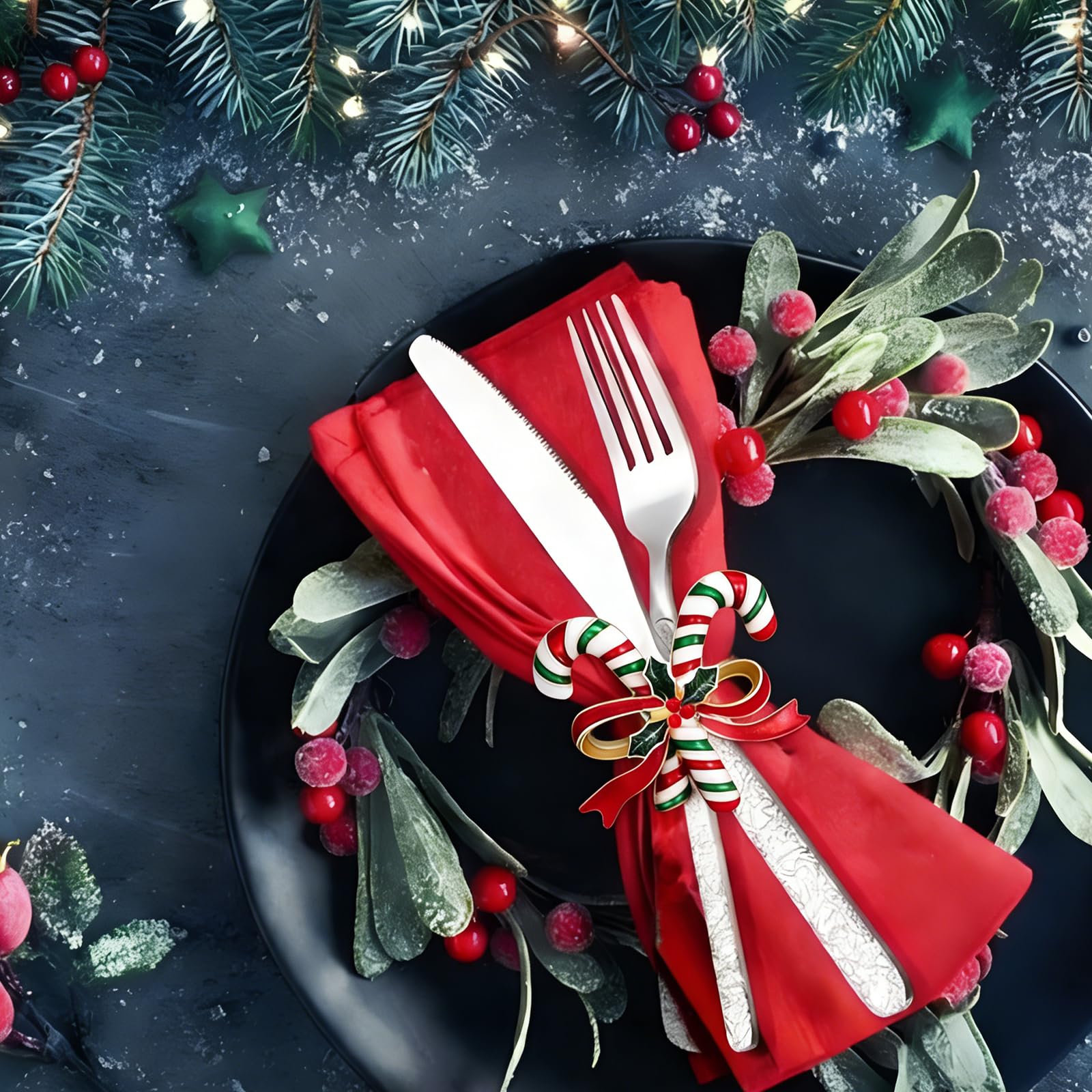 ENASGLOO Christmas Cane napkin ring fitting cloth napkins securely
