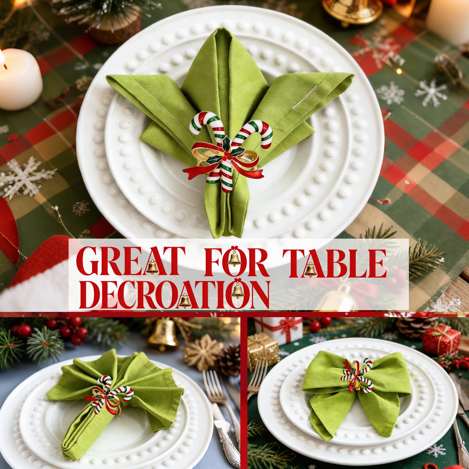 ENASGLOO napkin rings reusable and durable for yearly holidays