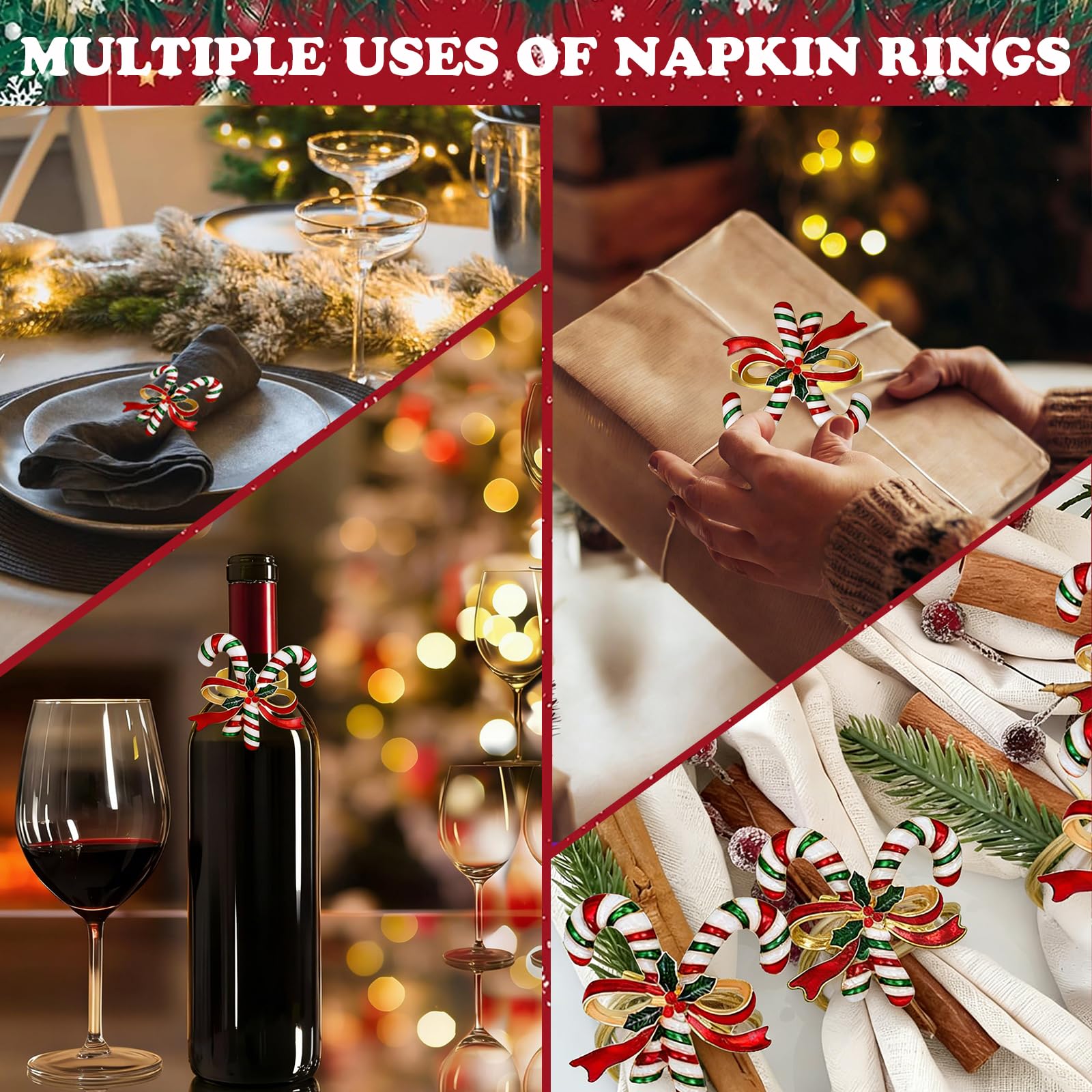 ENASGLOO Christmas Cane rings pair well with festive decor and menus