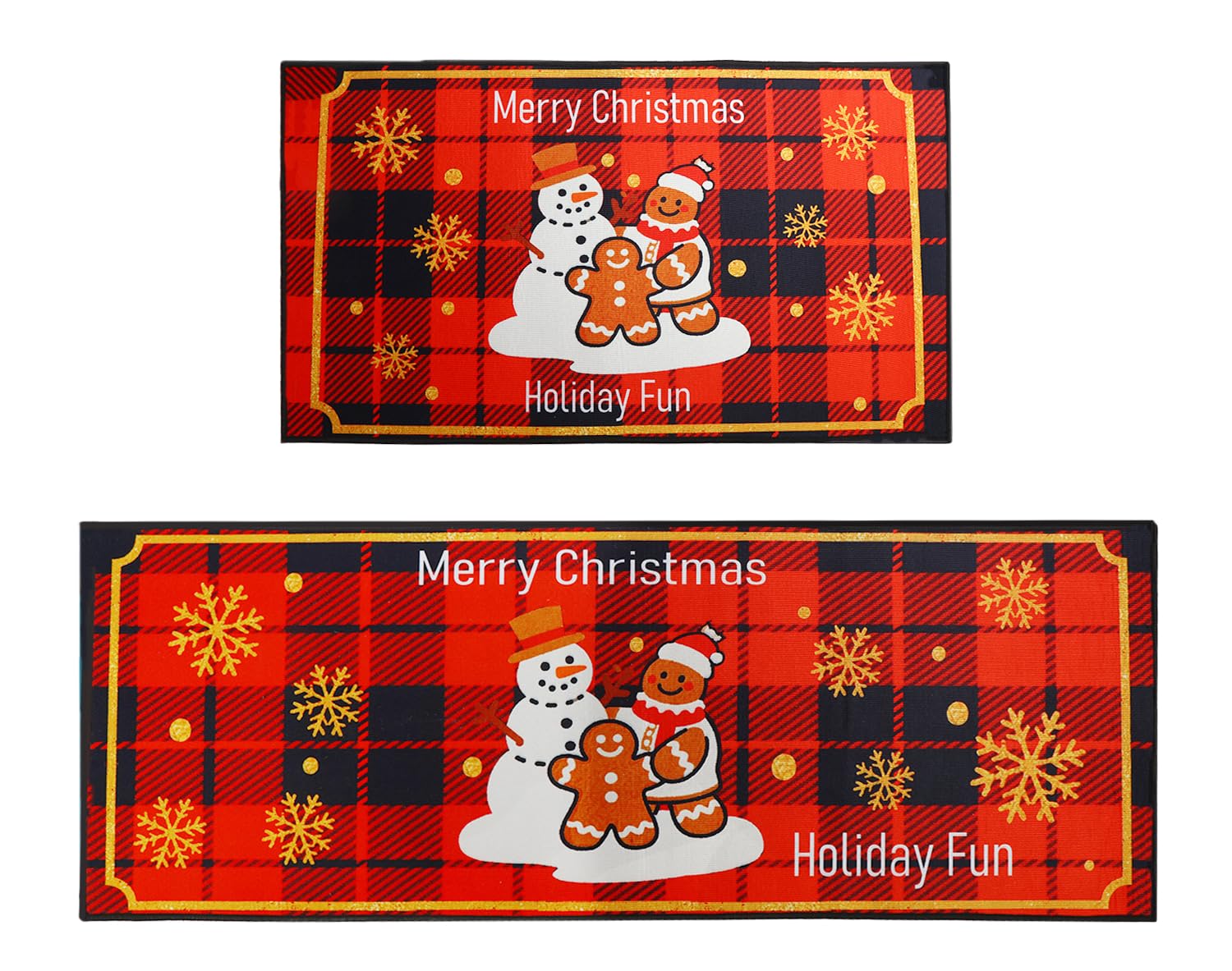 Enbelcto Christmas rugs set of 2 keeps kitchen floors dry and festive.