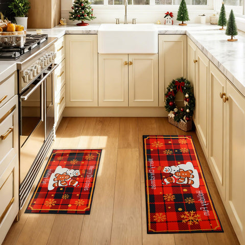 Enbelcto kitchen mats snowman front sink add charm and spill protection.
