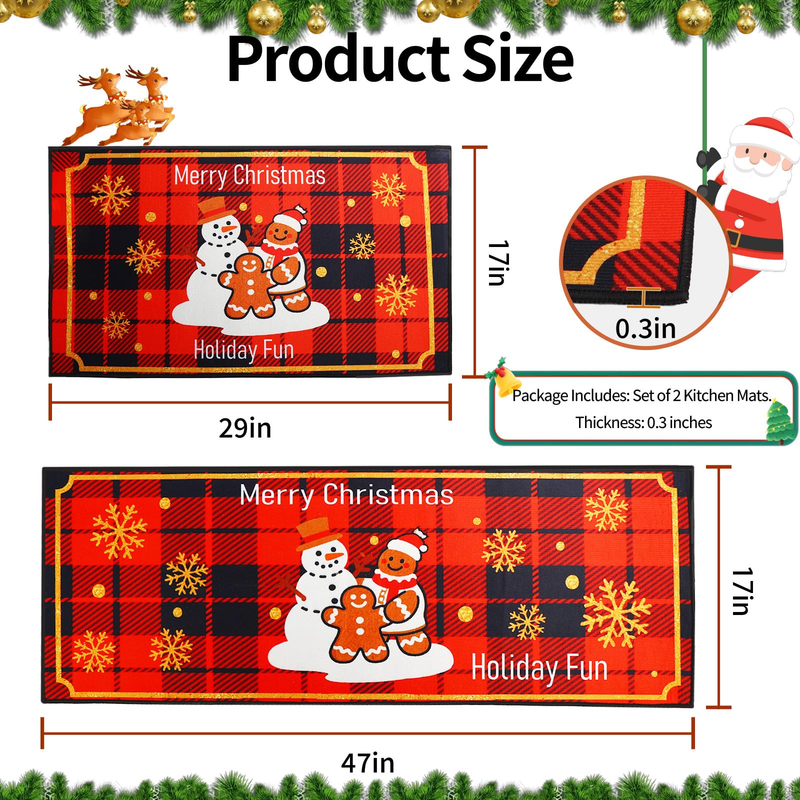 Enbelcto kitchen mats near stove area highlight holiday decor and safety.