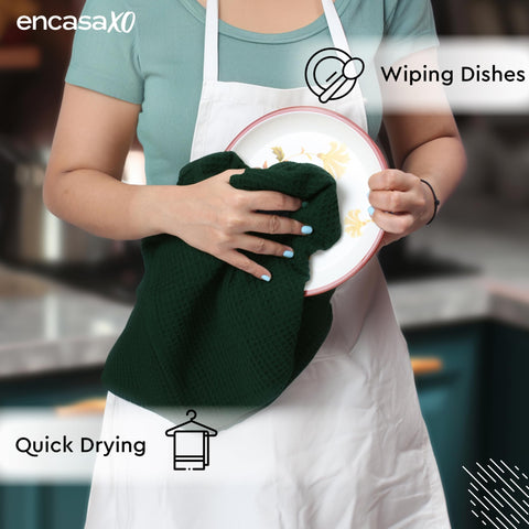 Encasa XO recycled cotton towels promoting eco-friendly kitchen care