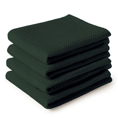 Encasa XO dark green waffle-weave towel for fast moisture absorption and quick drying