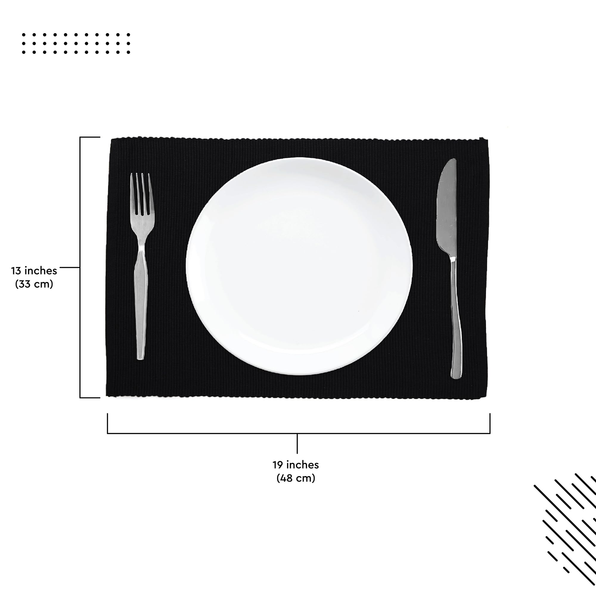Encasa XO placemat set on table for cohesive dining look.