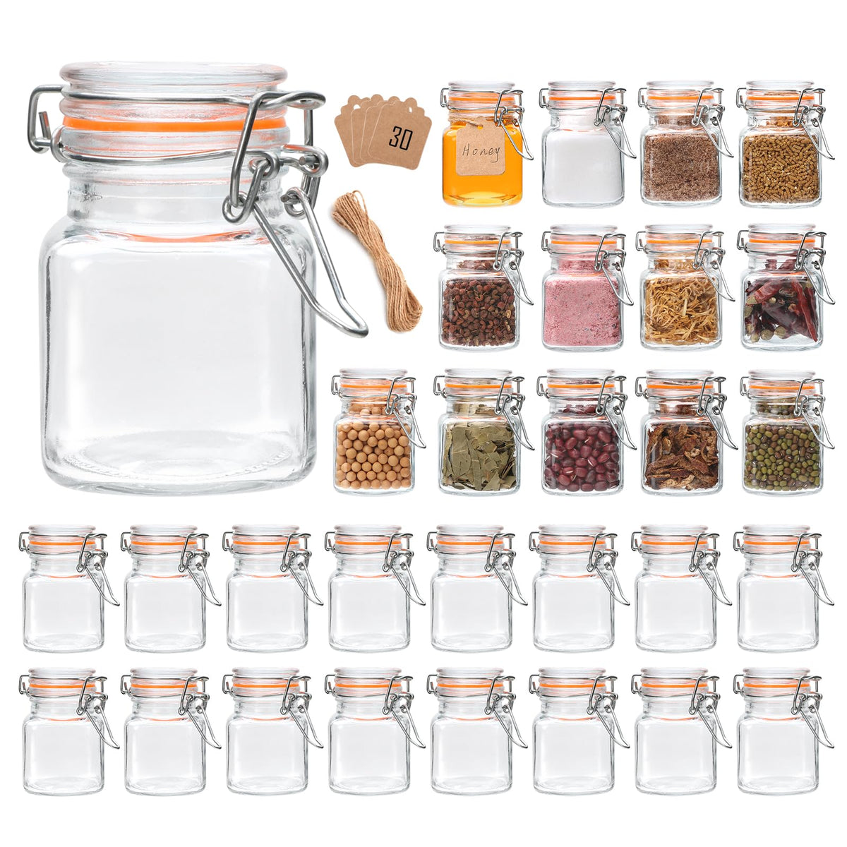 Encheng 4 oz glass jar with airtight lid closeup showing secure seal for fresh storage