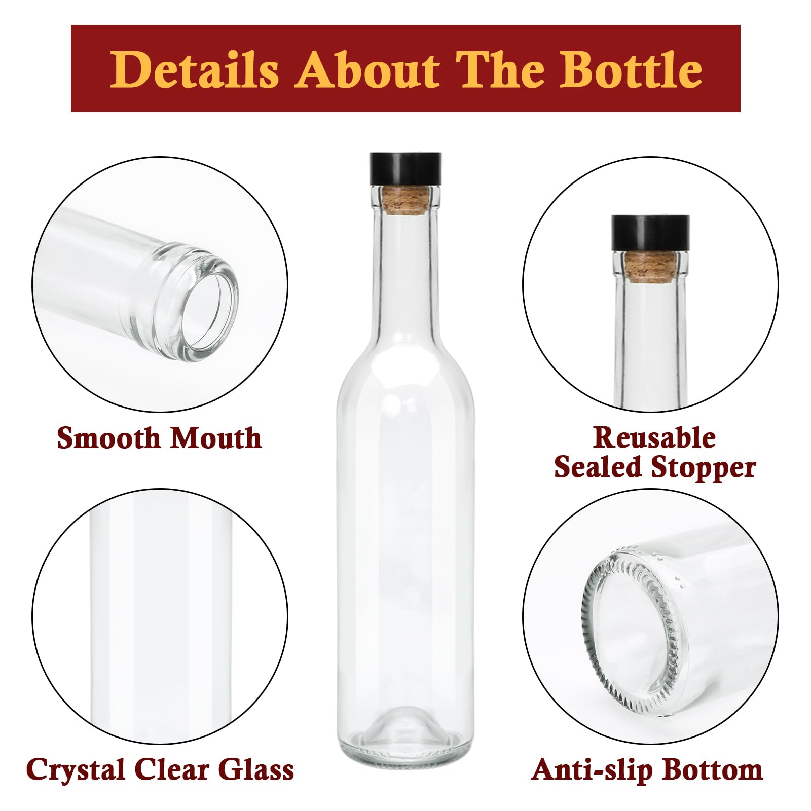 Encheng clear glass bottle for fermentation, reusable and sturdy.