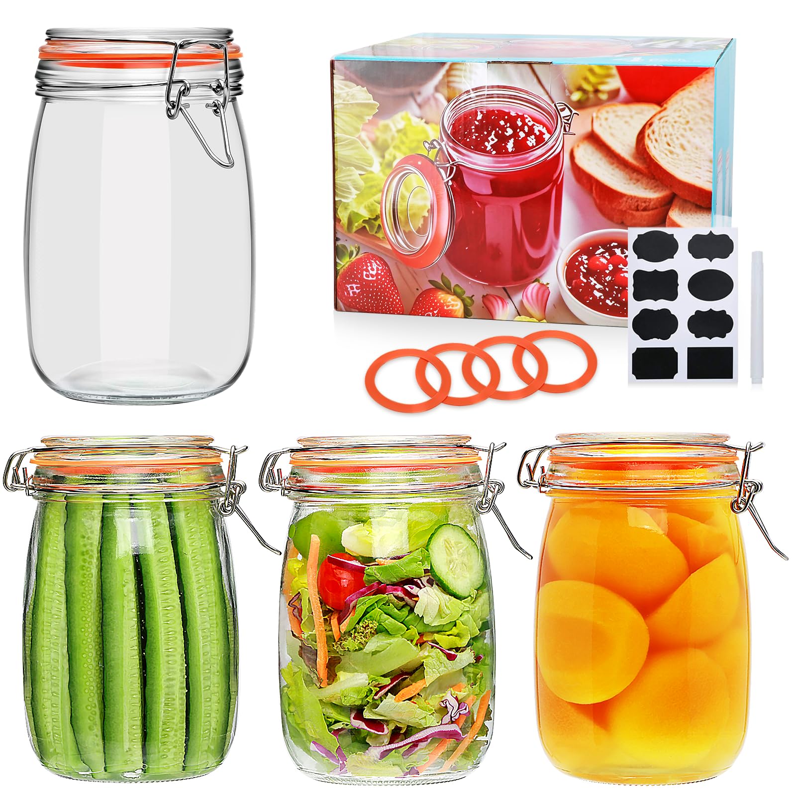Encheng 32oz wide-mouth mason jar set for versatile storage and organization.