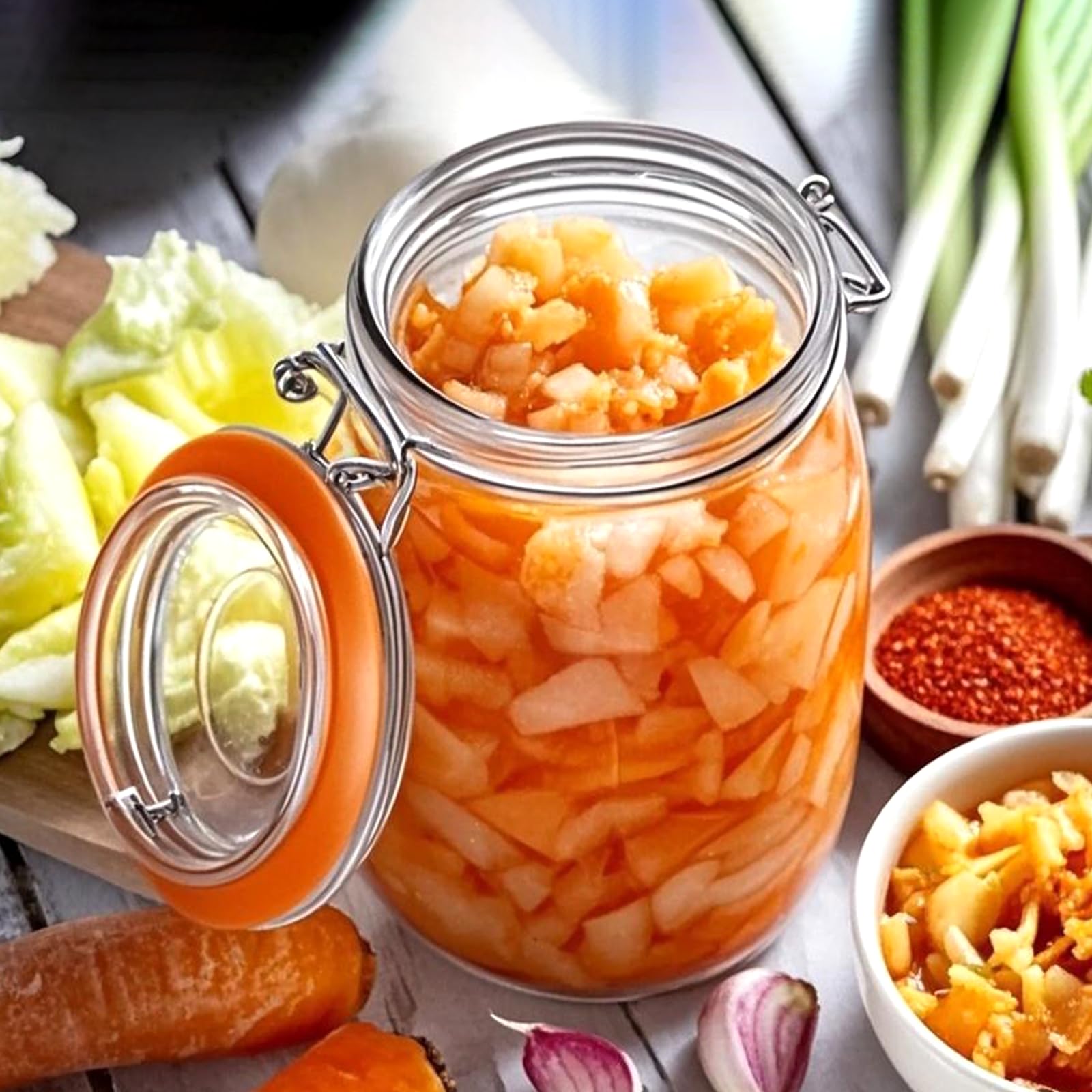 Encheng pickling fermentation jar designed for vegetables with airtight seal.