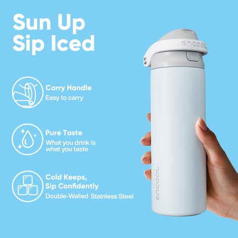 ENCOOL cup-holder-friendly design fits most cars for easy on-the-go sipping.