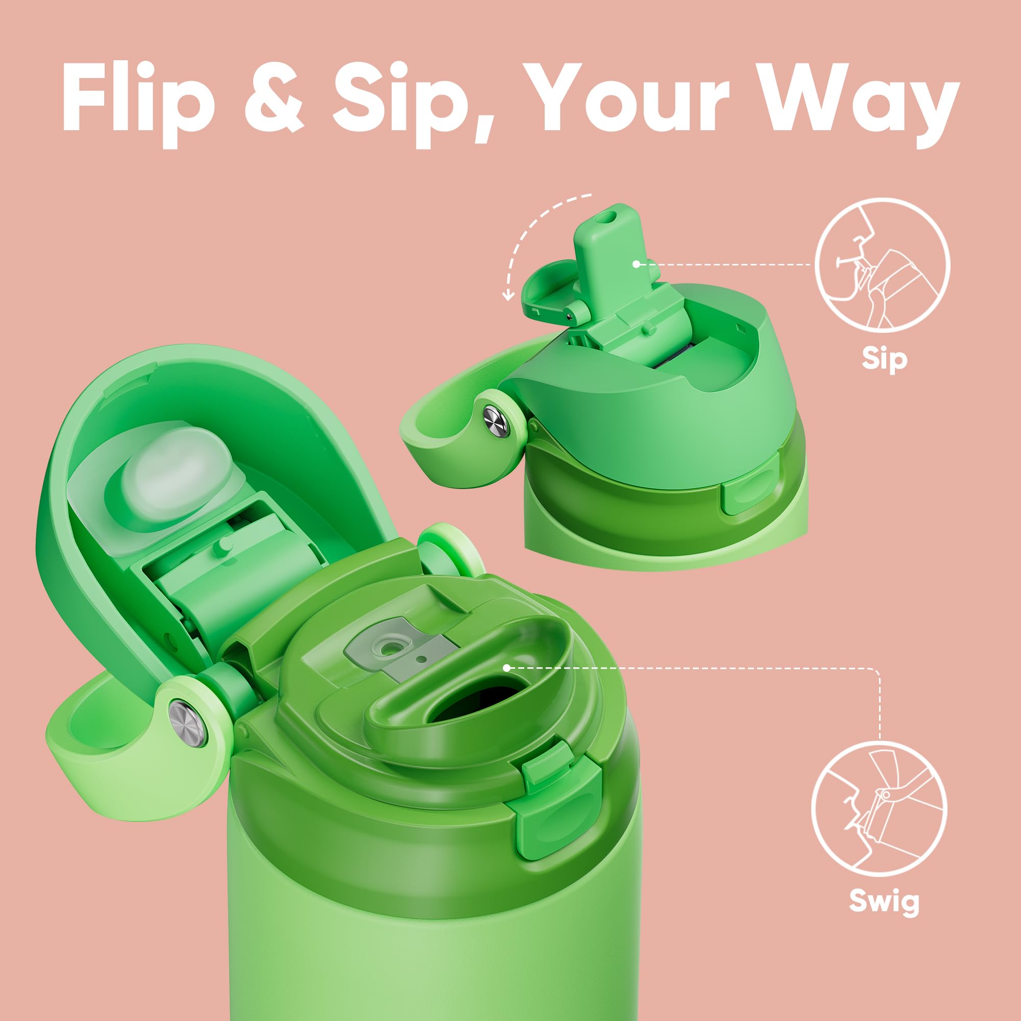 ENCOOL leakproof bottle side view with straw for easy sipping