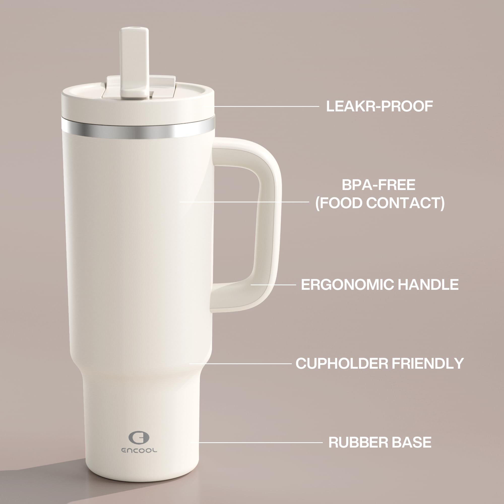 ENCOOL spillproof flip-top lid prevents leaks during travel