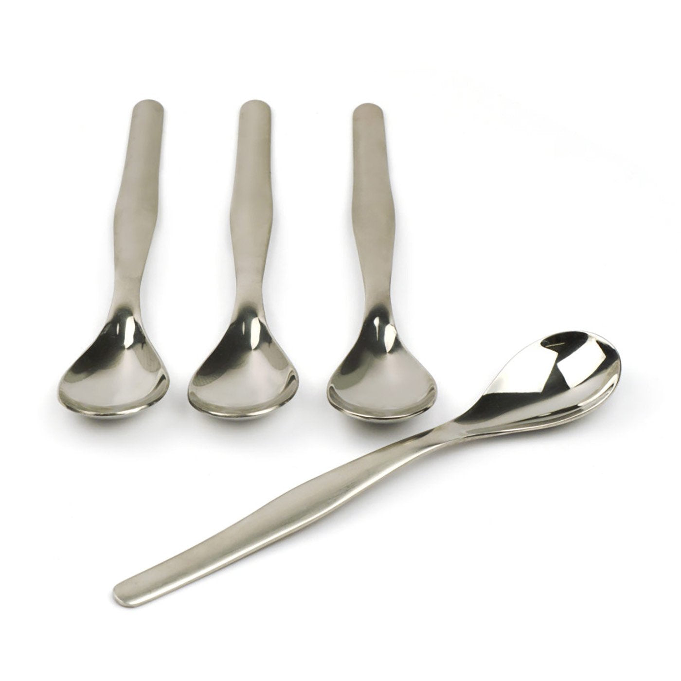 Endurance egg spoons in use highlight durable 18/10 stainless steel for daily kitchen tasks.