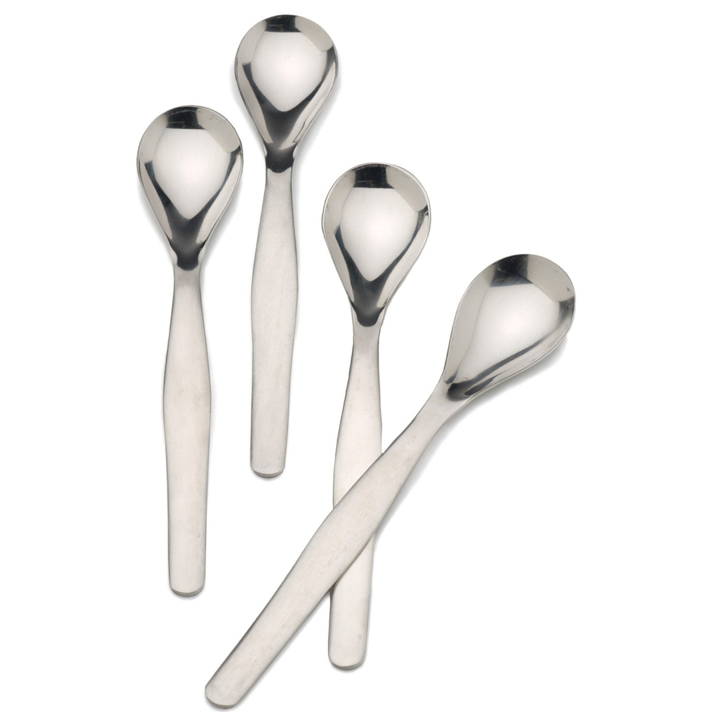 Endurance egg spoons set of 4 beside egg cups for soft boiled eggs.
