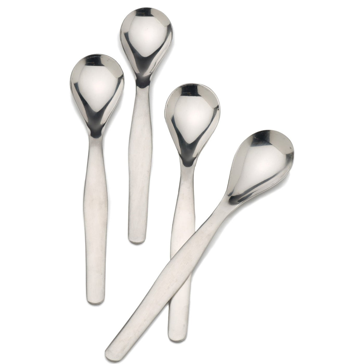 Endurance egg spoons set of 4 beside egg cups for soft boiled eggs.