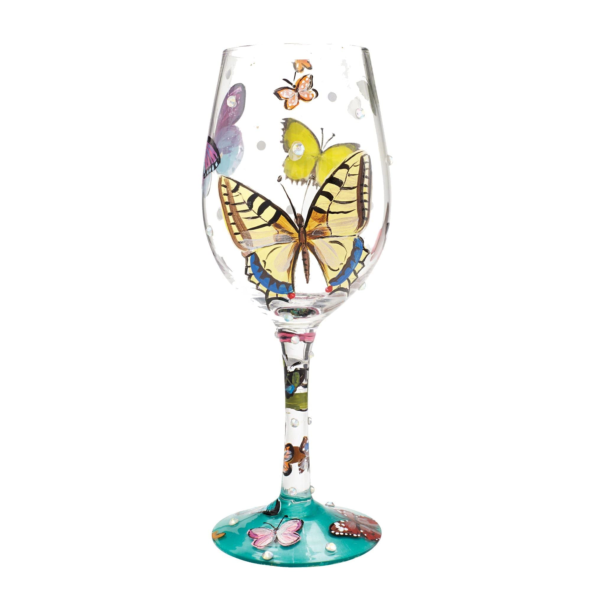 Enesco Designs by Lolita Butterflies wine glass with butterfly pattern for festive toasts