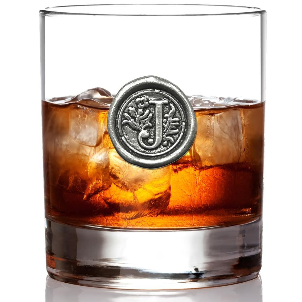 Wax-seal style pewter badge detail on the glass.
