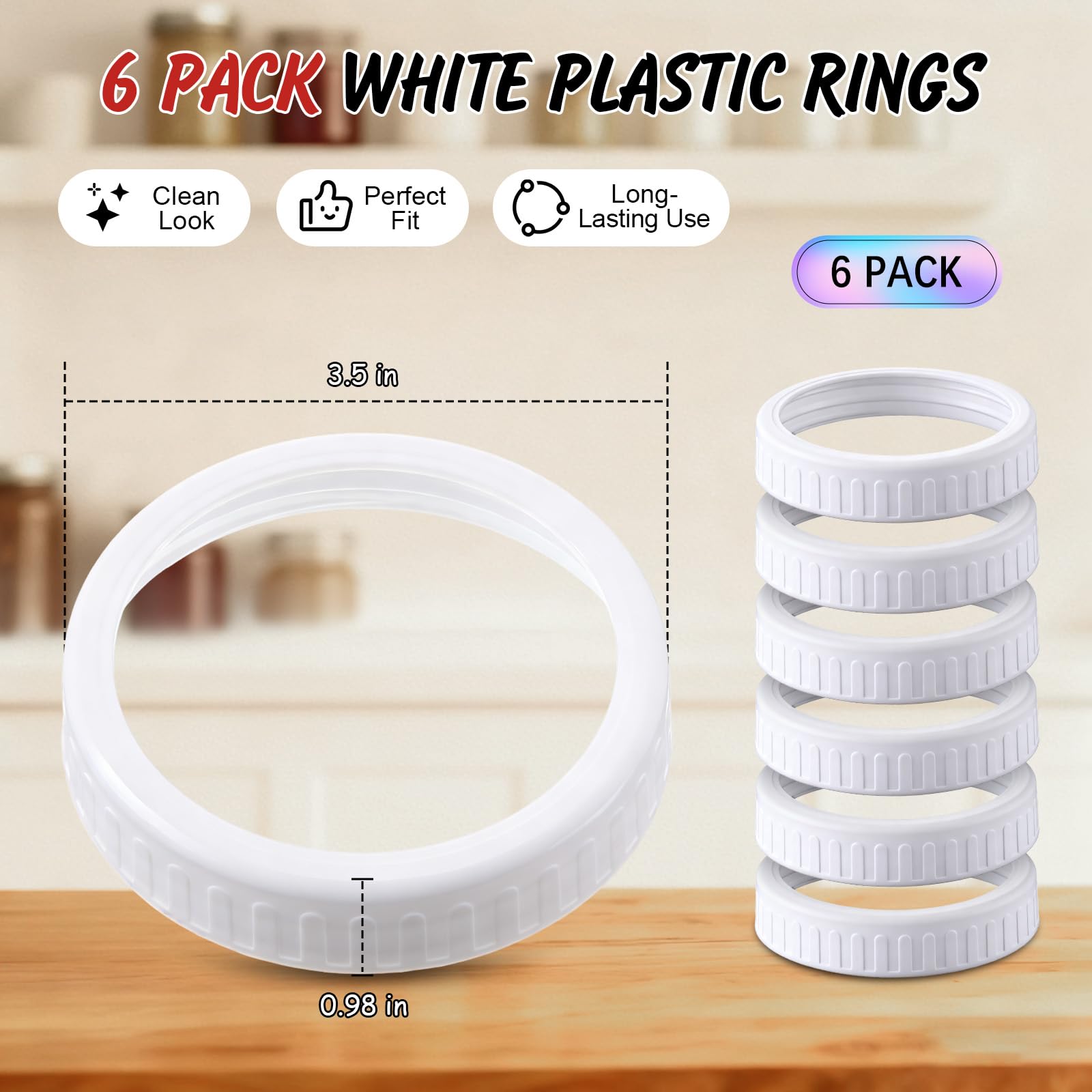 Enhhon six-pack white rings offer value and stylish organization.
