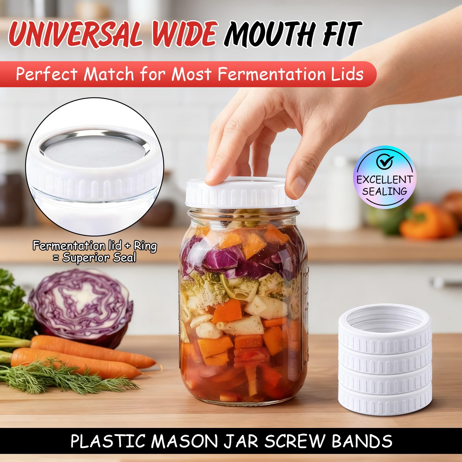Enhhon wide mouth ring with secure seal for reliable contents.