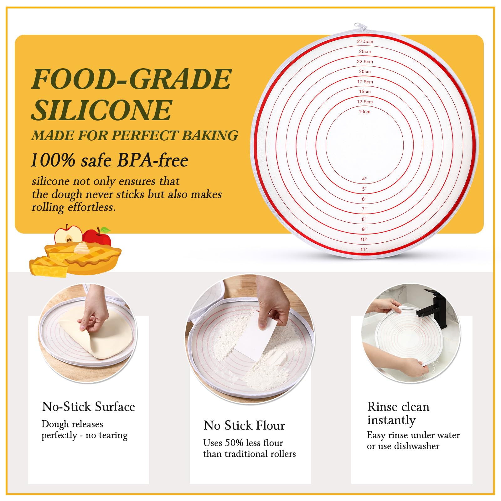 Enhon dusts the inside with flour to reduce sticking during rolling.