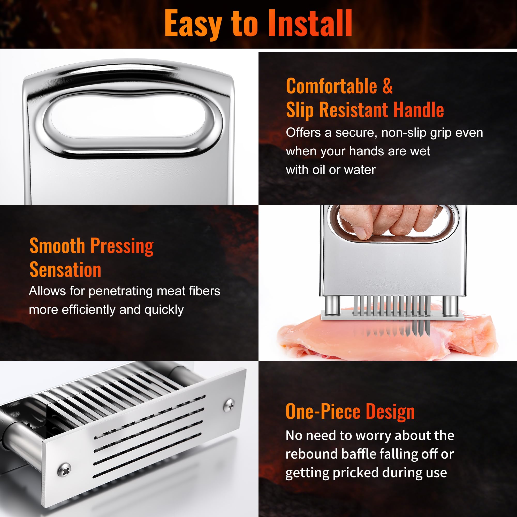 Enhon meat tenderizer durable stainless-steel blades resist rust and wear