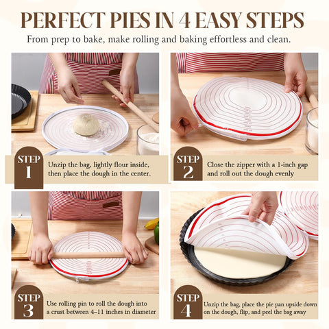 Enhon dishwasher-safe silicone bag simplifies cleanup after rolling pies or pizza.