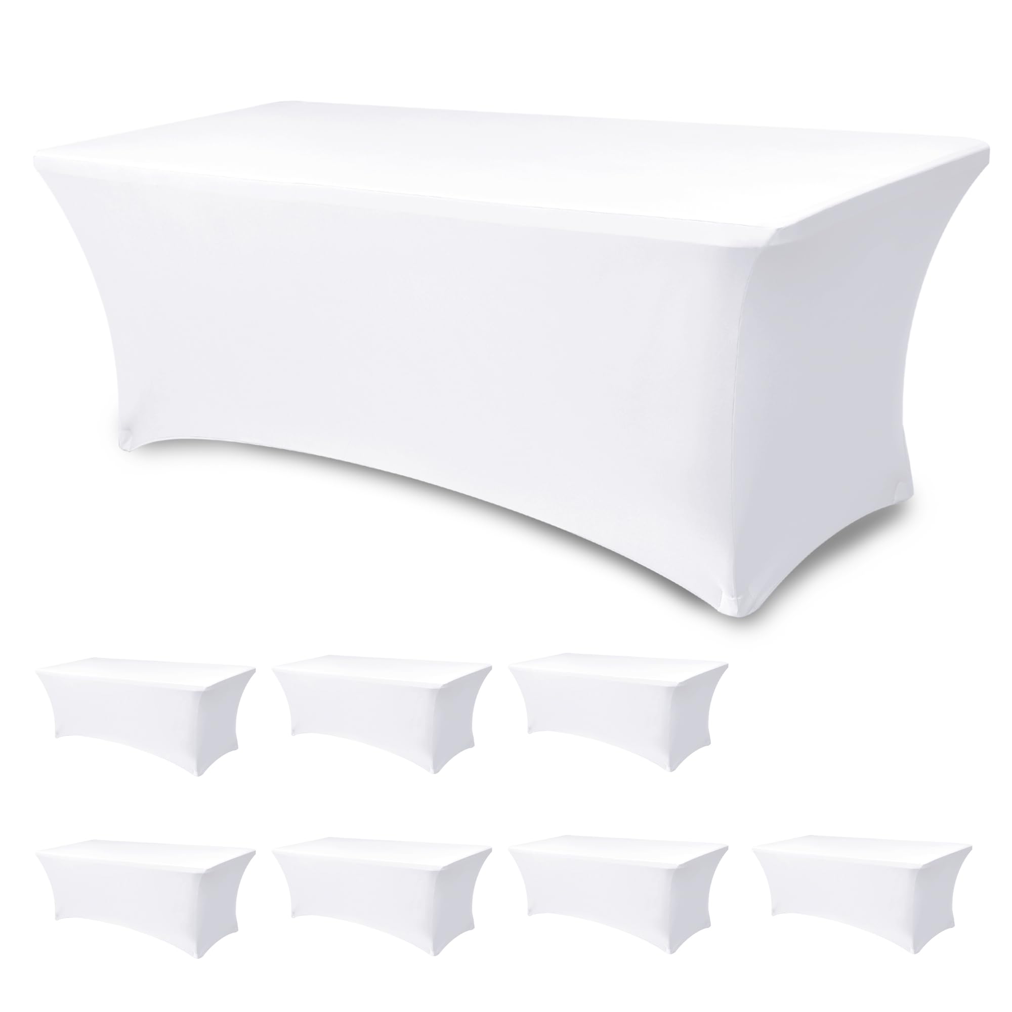 Enjoyidea 8 pack white fitted stretch tablecloth for 6 ft tables keeps displays neat