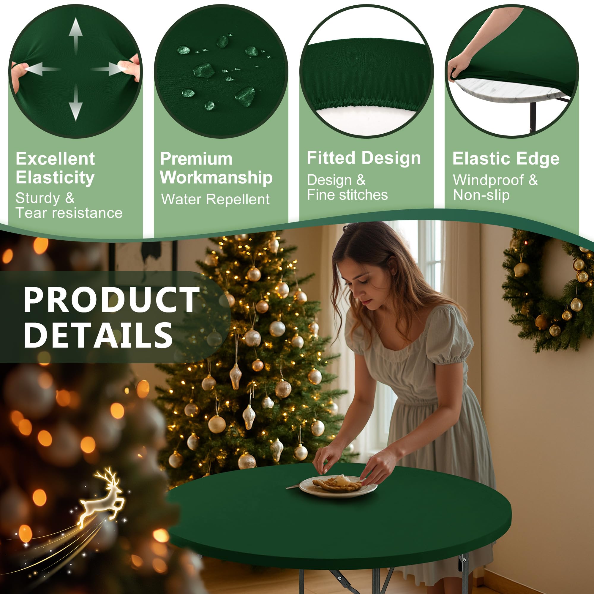 Enjoyidea easy-on-easy-off spandex tablecloth enables quick setup