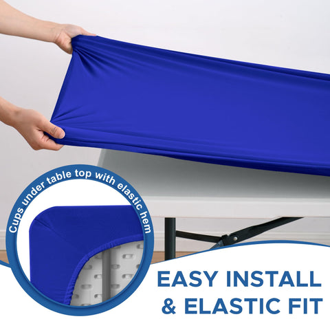 Enjoyidea easy-on/off square tablecloth blue for solo setup.