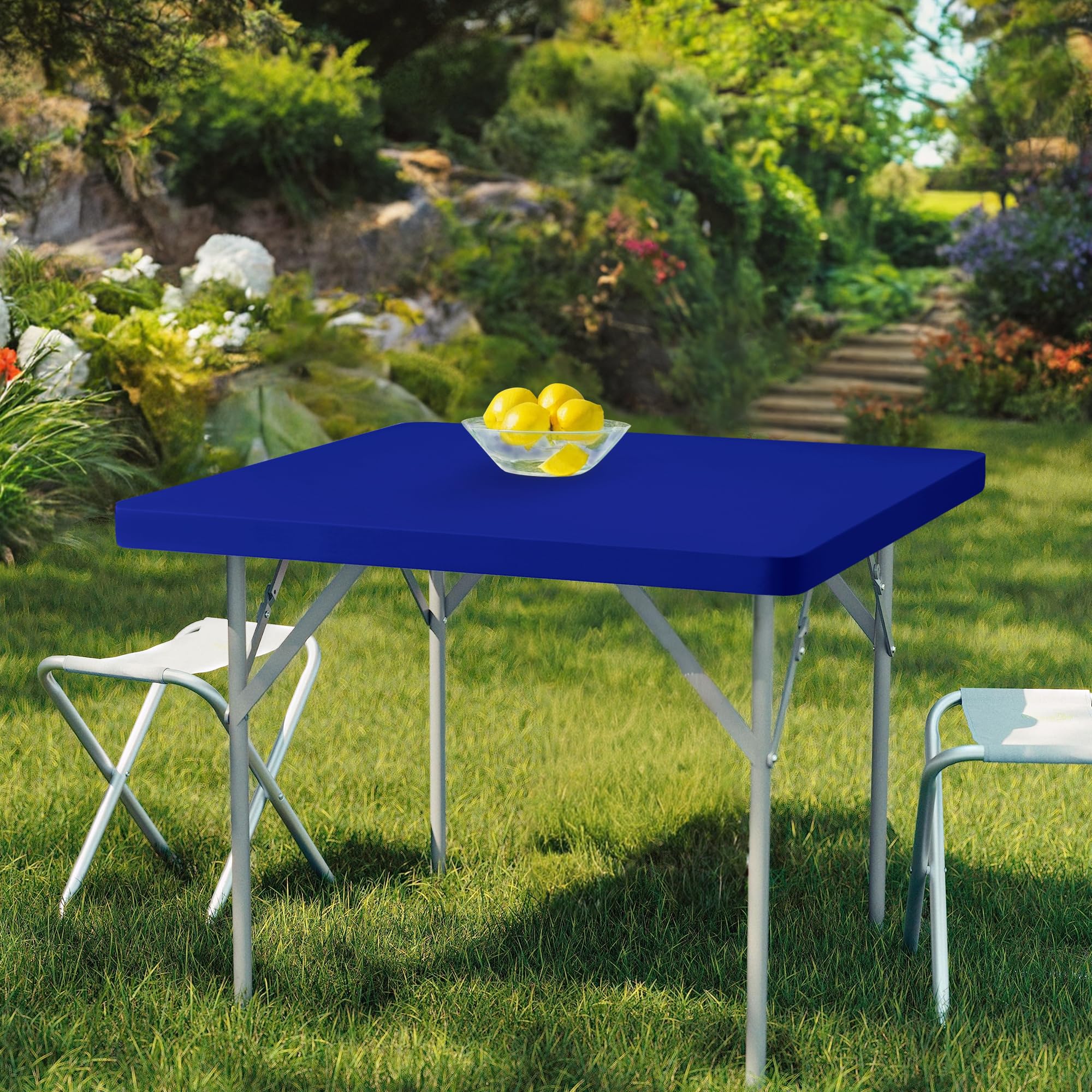 Enjoyidea fits square card tables 32x32 to 36x36 inches in blue.