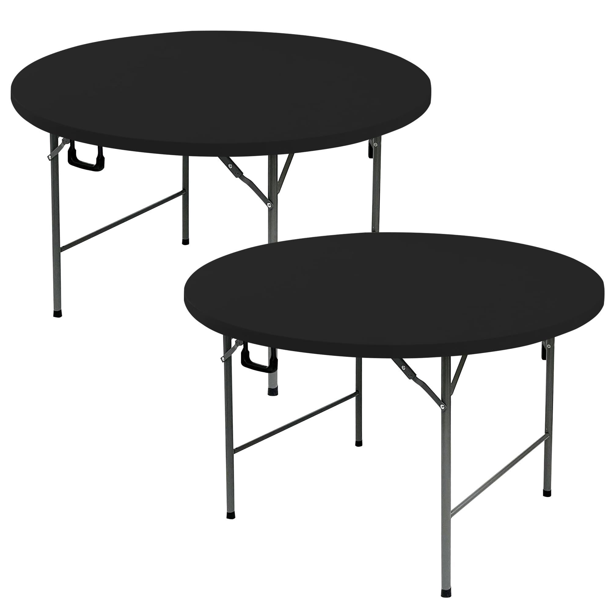 Enjoyidea fitted round table cover on a black 60-inch table with elastic edge.