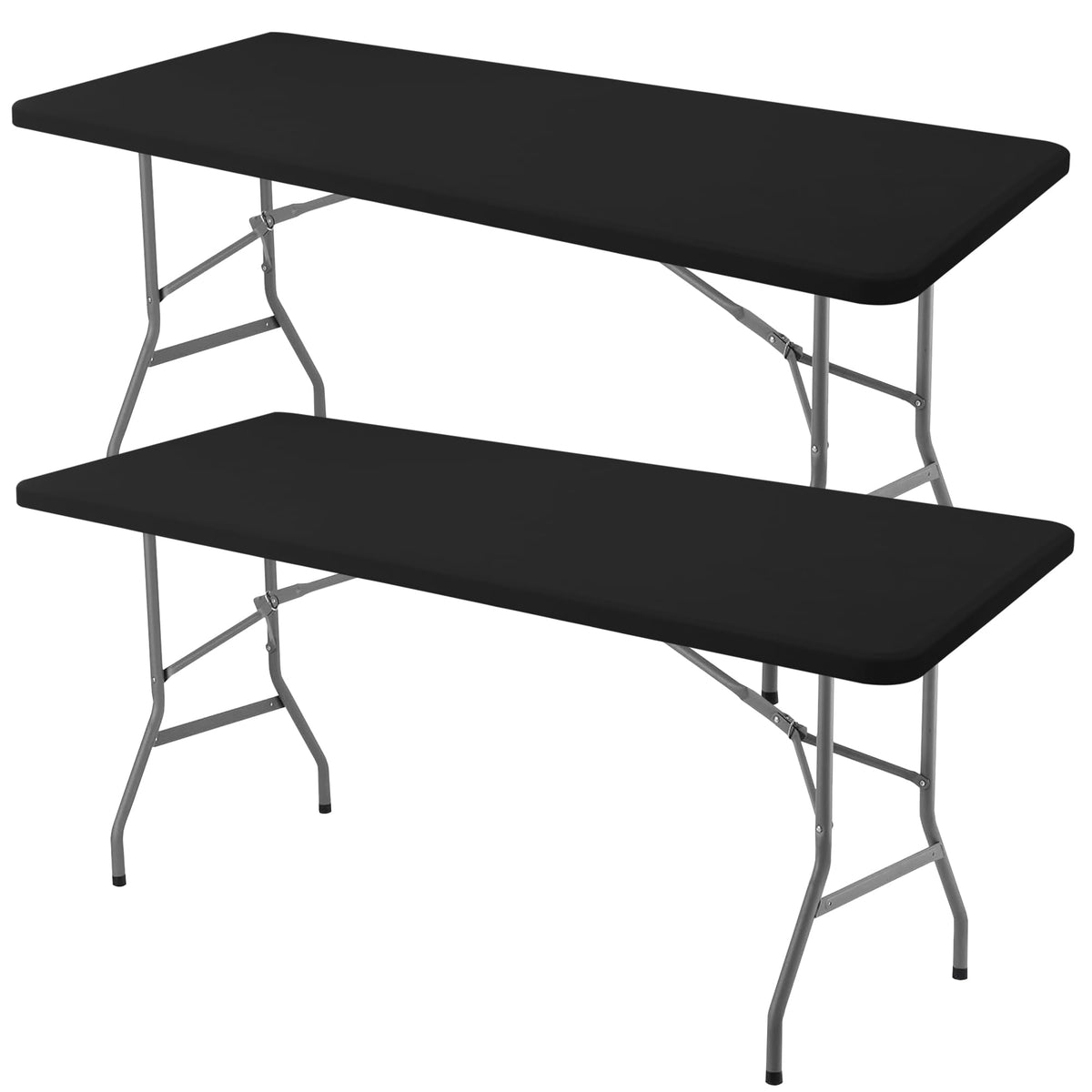 Enjoyidea fitted table cloth on a 72x42 folding table for a neat, wrinkle-free dining setup.