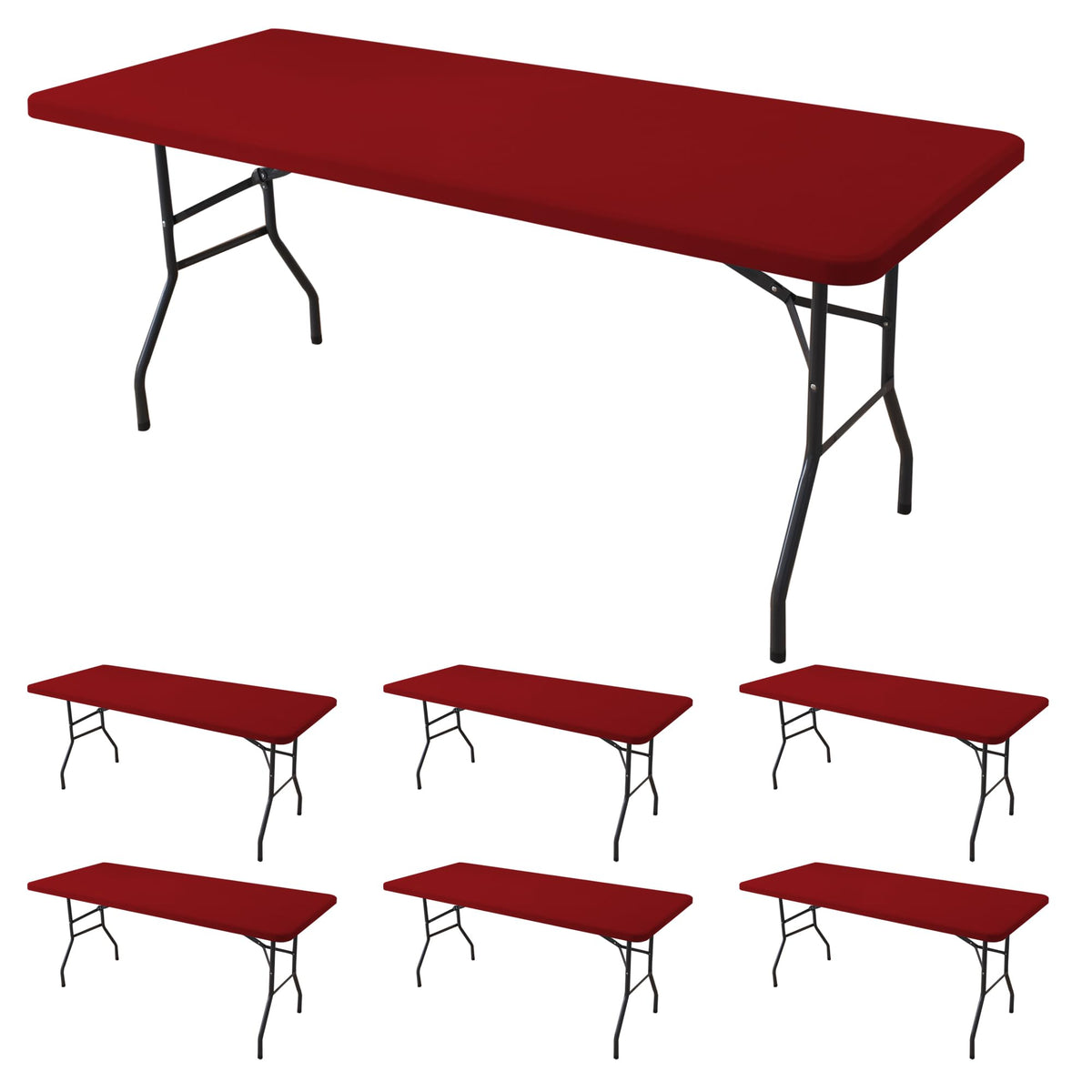 Enjoyidea fitted tablecloth on a 6ft table for a snug wrinkle-free table setup.