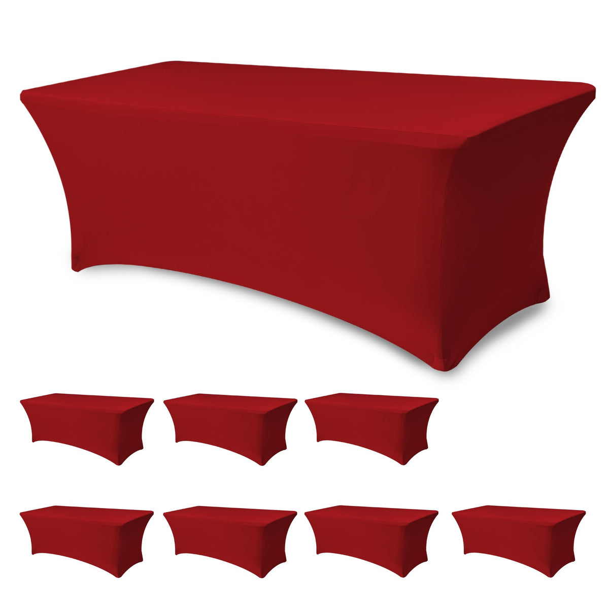 Enjoyidea spandex table cover 6ft red 8-pack fits snugly for a clean display