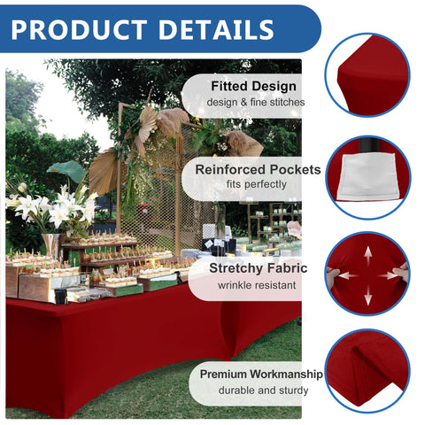 Enjoyidea spandex table cover leg pockets demonstrate secure setup