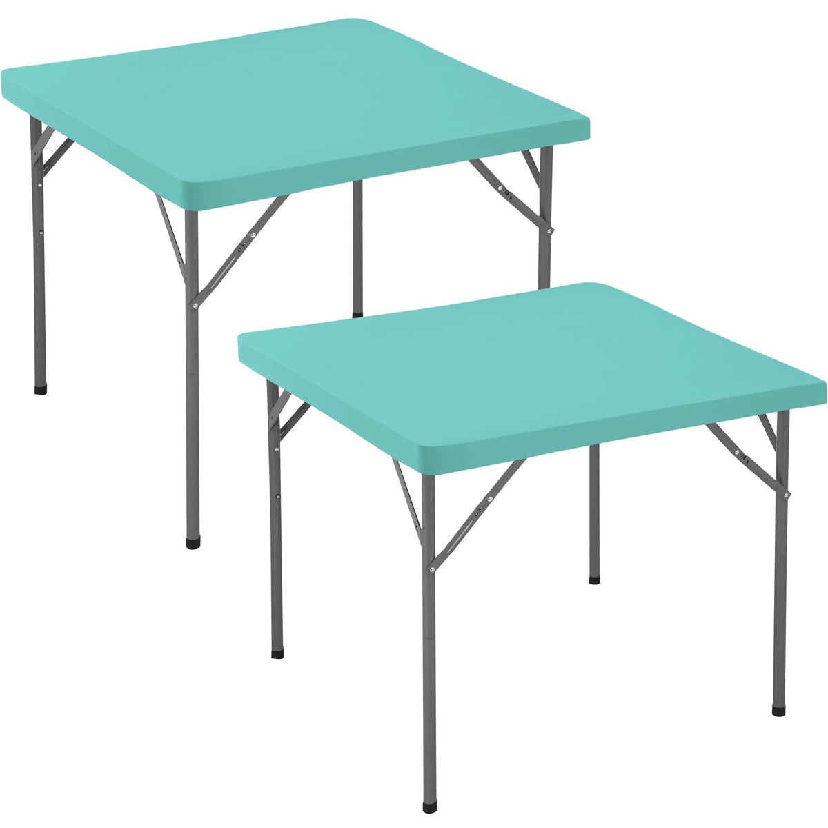 Enjoyidea square fitted tablecloth aqua blue on table for a tidy, vibrant look