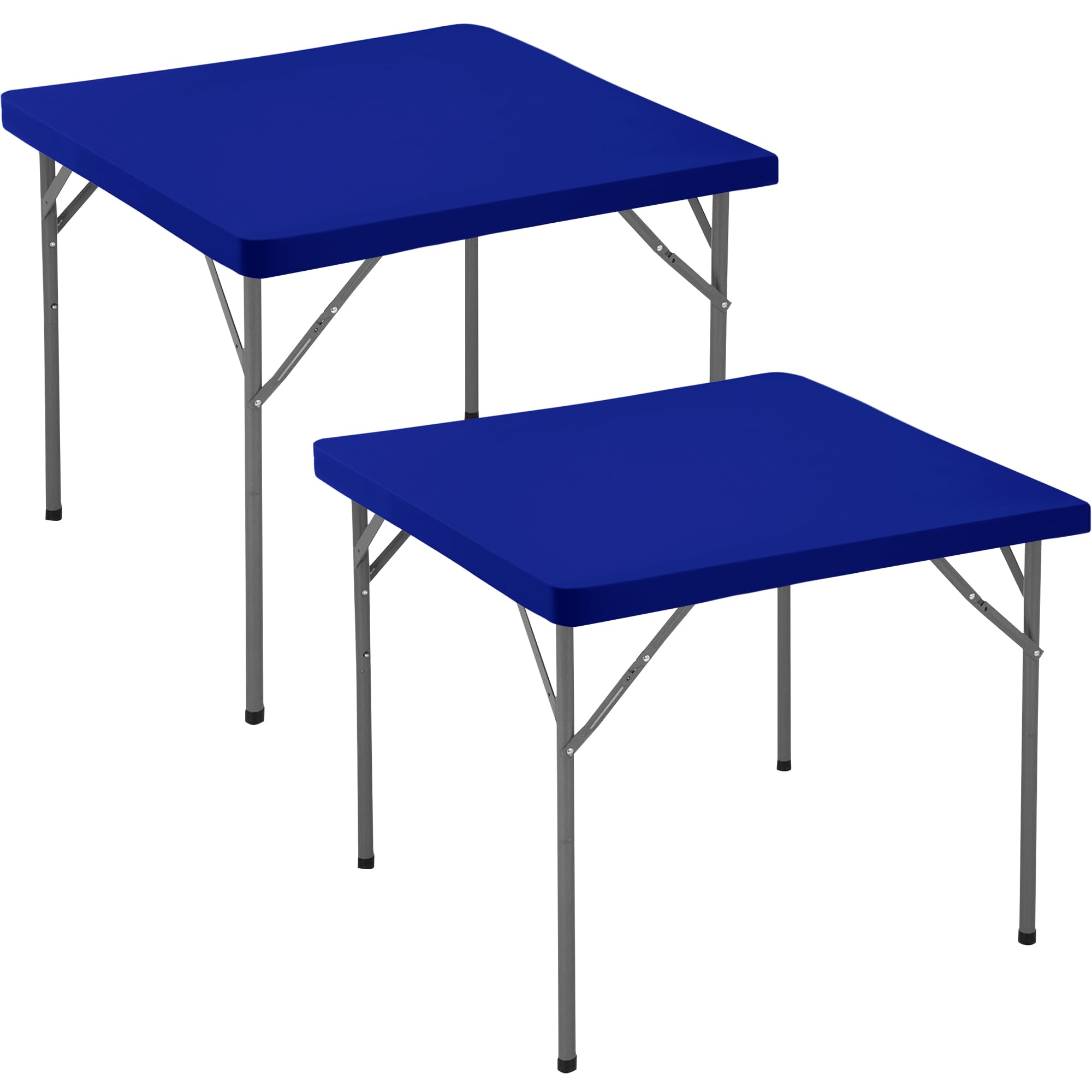 Enjoyidea square fitted tablecloth in royal blue on a 34x34 table, wrinkle-free and daily-dining ready.