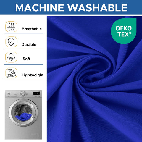 Enjoyidea stain-resistant blue tablecloth preserves color between cleanings.